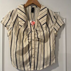 NWT Cider Striped Button-Up Rushed Blouse - Size XS
